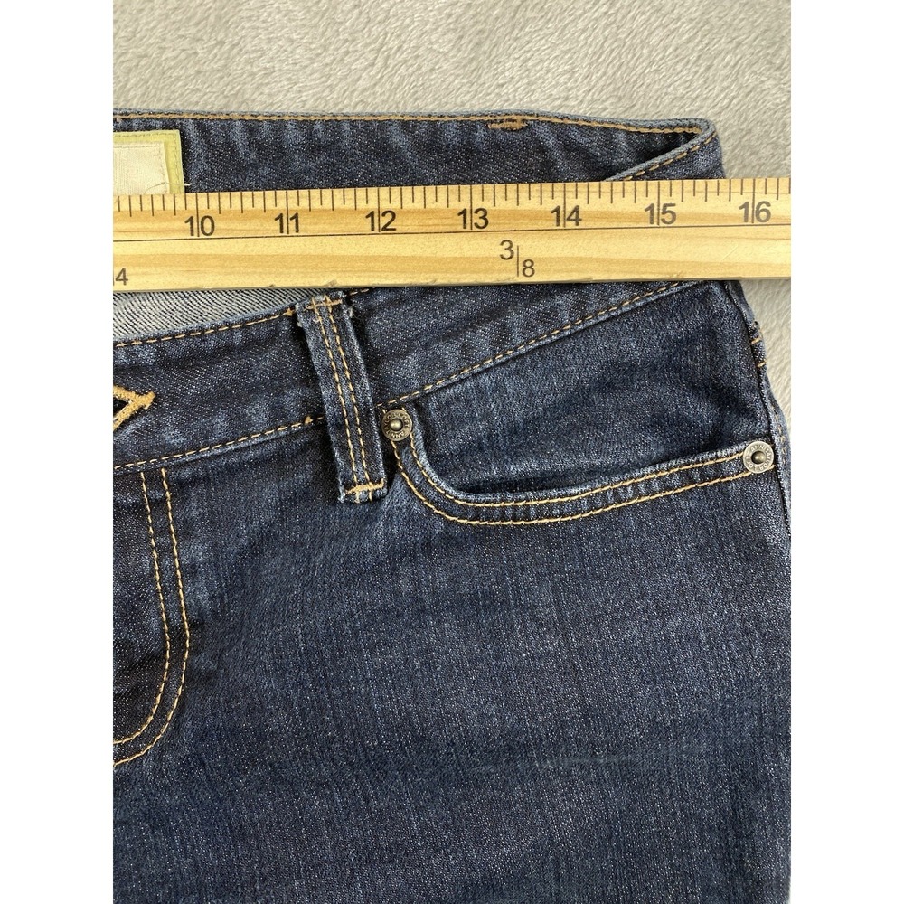 Ann Taylor LOFT Jeans Women's Flare Dark Size 4 Snap Flat Back pockets 30x32 - Picture 9 of 11
